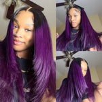 HD Lace Front Top Selling 1B Purple Human Hair Wig