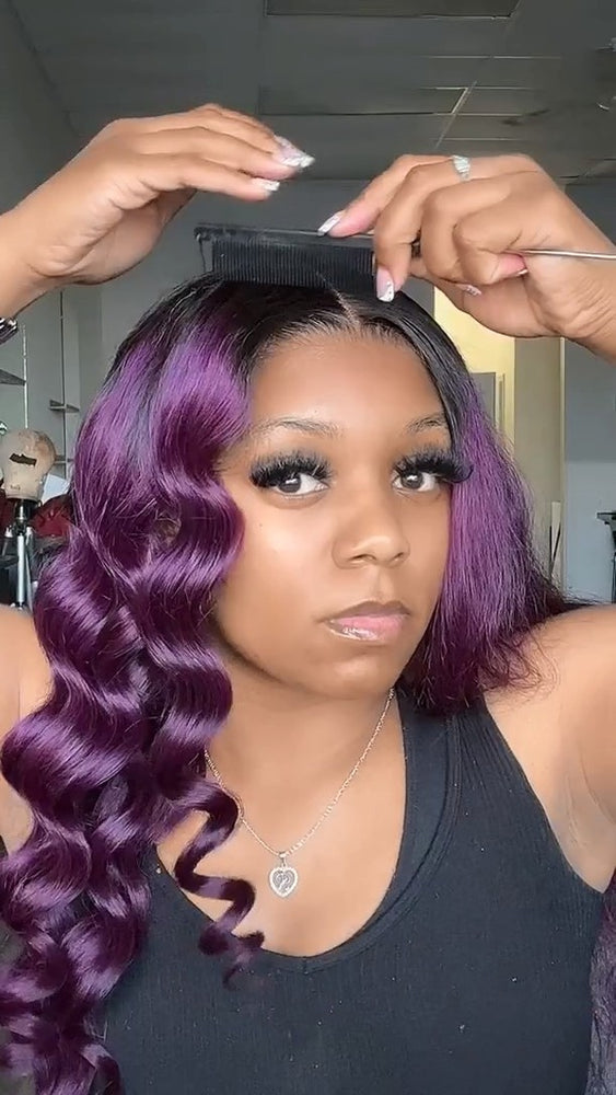 HD Lace Front Top Selling 1B Purple Human Hair Wig