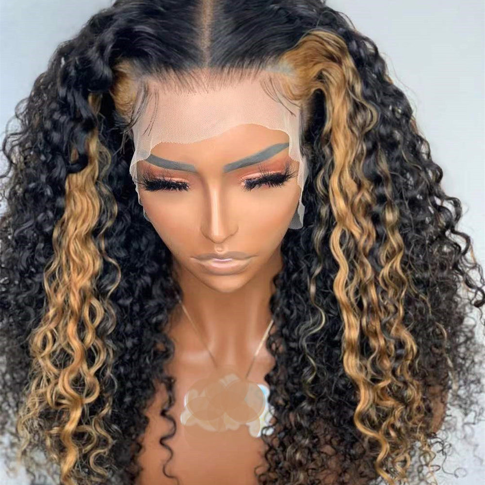 Transparent Lace Frontal Ombre #27 Curly Style Human Hair Wig