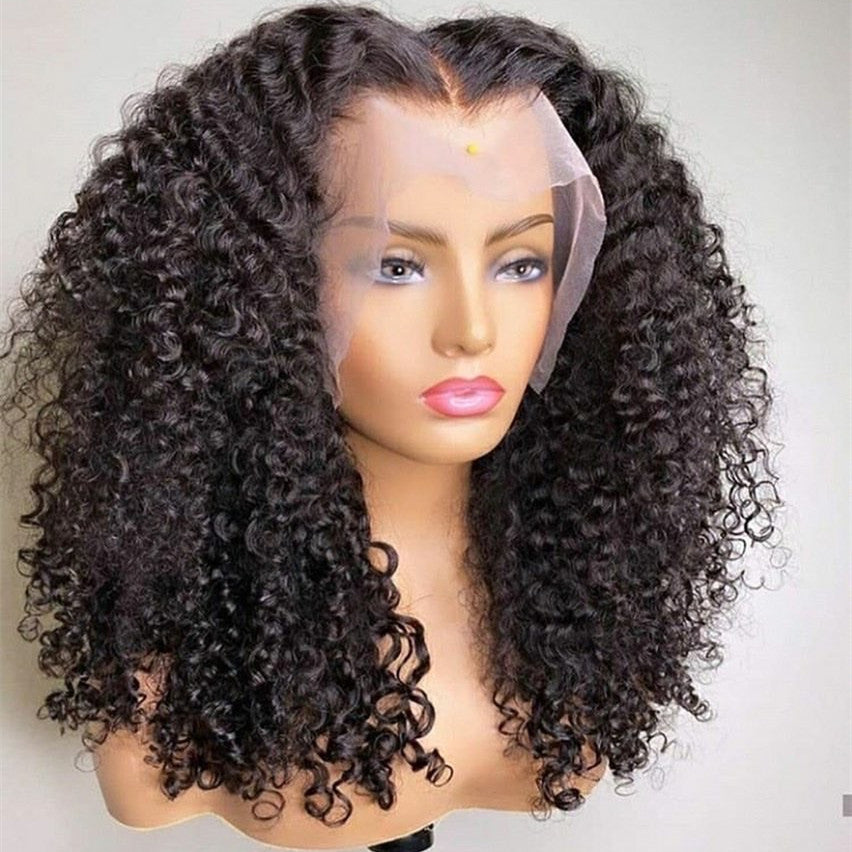 Transparent Lace Frontal Human Hair Wig Curly Style+Bleached Knots