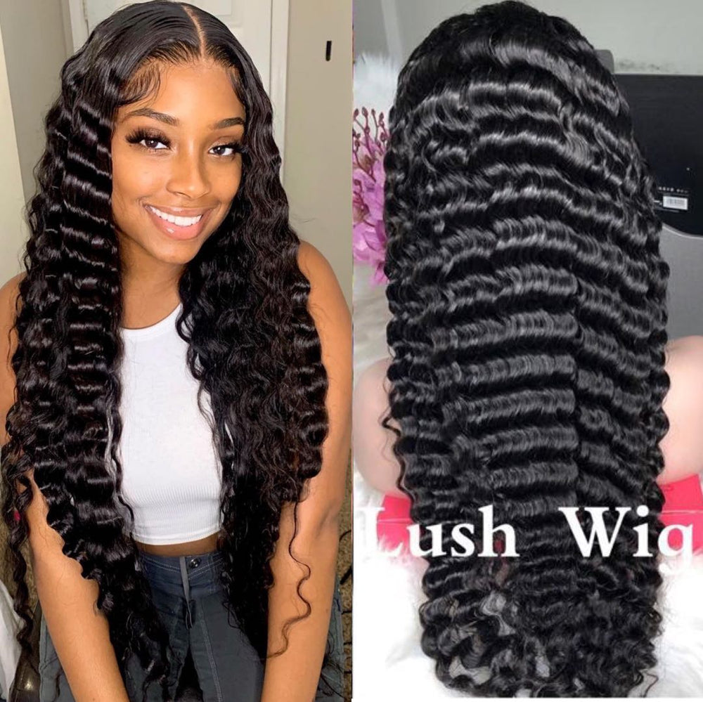HD Swiss Lace Deep Wave Human Hair Wig Bleached Knots+Pre-Plucked
