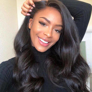 Wavy Style | Pre-Plucked Virgin Human Hair Lace Wig Natural Black Color