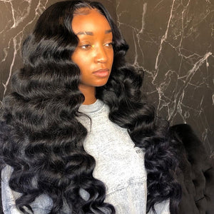 Invisible Knots 13x6 Lace Frontal Loose Wave Human Hair Wig