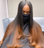Ombre #27 Swiss Lace Straight Hair 5x5 Lace Closure Wig