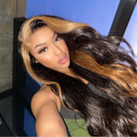 Lace Frontal Ombre #4#27 Body Wave Human Hair Wig