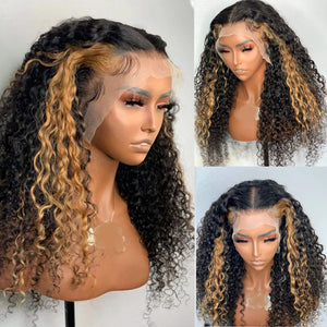 
            
                Load image into Gallery viewer, Transparent Lace Frontal Ombre #27 Curly Style Human Hair Wig
            
        