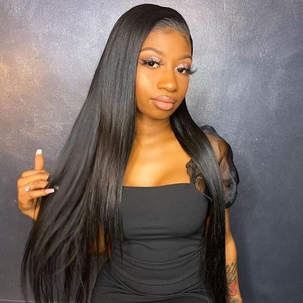 
            
                Load image into Gallery viewer, Bleach Knots +Pre-Plucked Straight Human Hair 13x6 HD Swiss Lace Frontal Wig
            
        