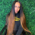Ombre #27 Swiss Lace Straight Hair 5x5 Lace Closure Wig