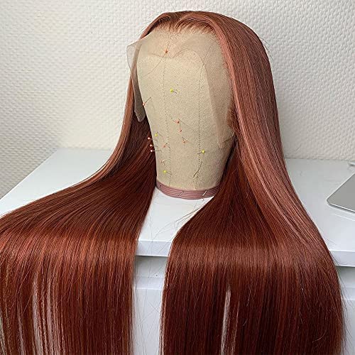 13x6 Lace Front Brown #33 Color Human Hair Wigs Straight Style Glueless Hair