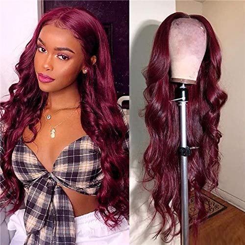
            
                Load image into Gallery viewer, 99j Burgundy Loose Body Wave Human Hair Lace Front Wig/Full Lace Wig
            
        