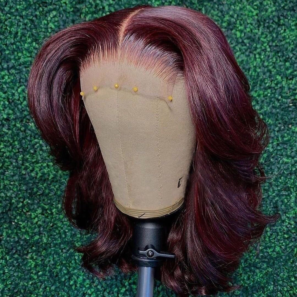 Burgundy Color 5x5 Closure Swiss Lace Human Hair Wig