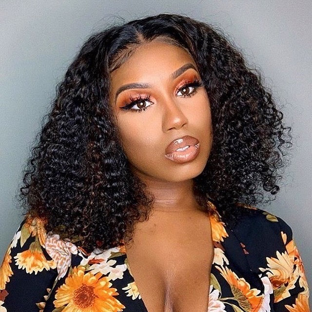 Natural Color 13*4 Lace Frontal Human Hair Wig Kinky Curly Style