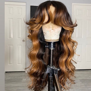 
            
                Load image into Gallery viewer, Lace Frontal Human Hair Wig Ombre Blonde Color Body Wave Style
            
        
