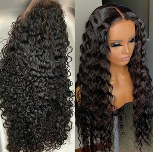 Glueless Fishline 360 Human Hair Wigs Water Wave Style