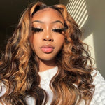 Lace Frontal Human Hair Wig Ombre Blonde Color Body Wave Style
