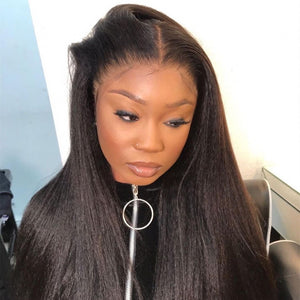 Bleached Knots Yaki Straight Lace Frontal Human Hair Wig