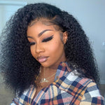 Kinky Curl Invisible Knots + Bleached Knots Lace Frontal Human Hair Wigs