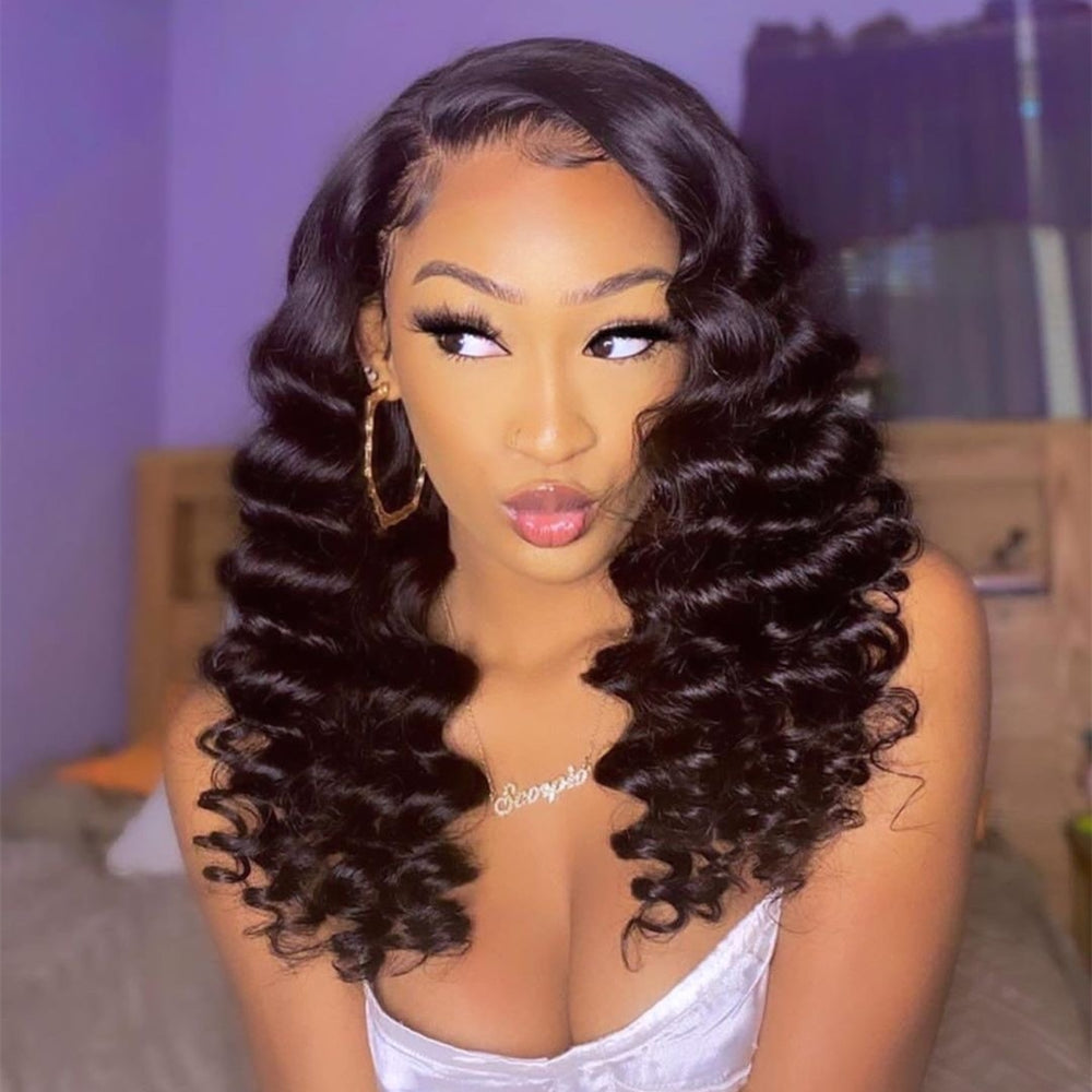 
            
                Load image into Gallery viewer, 13x6 Lace Frontal Deep Wave Human Hair Wig HD Swiss Lace Bleached Knots+Pre-Plucked
            
        