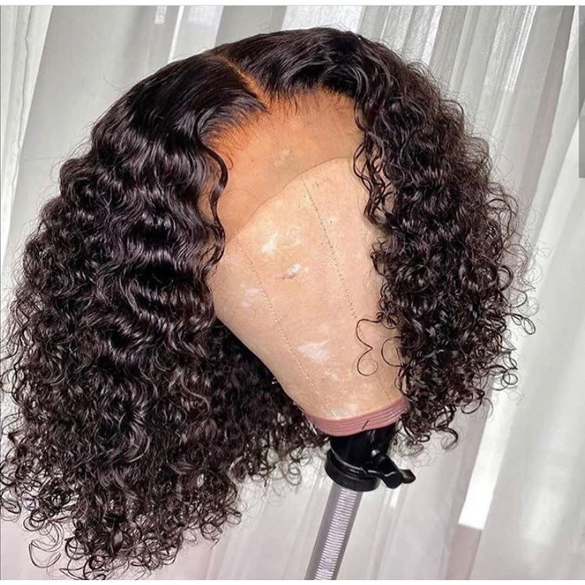 Natural Color 13*4 Lace Frontal Human Hair Wig Kinky Curly Style