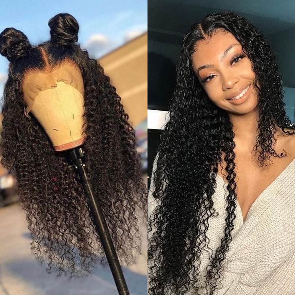 Invisible Knots 13x6 HD Lace Frontal Human Hair Wigs Jerry Curl