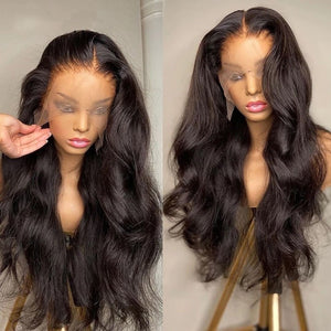 
            
                Load image into Gallery viewer, 13x6 Lace Frontal Clear Hairline HD Swiss Lace+Bleached Knots Body Wave Human Hair Wigs
            
        