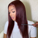 Burgundy Color 5x5 Swiss Lace Human Hair Wig Straight Style