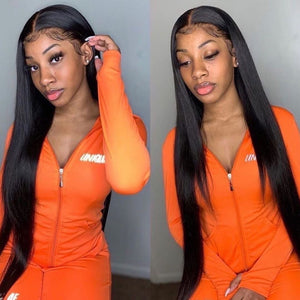 Invisible Knots Melt Skin HD Lace Frontal Human Hair Wig Straight Style