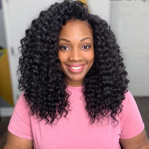 
            
                Load image into Gallery viewer, Transparent Lace Frontal Human Hair Wig Curly Style+Bleached Knots
            
        