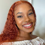Orange Color Lace Frontal Human Hair Wig Curly Style