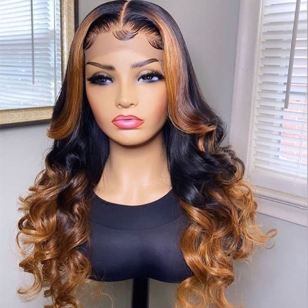 
            
                Load image into Gallery viewer, Ombre Honey Blonde 13x6 Lace Frontal Human Hair Wig Body Wave Style
            
        