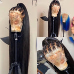Glueless Full Lace Human Hair Wig Natural Black Color Straight Style