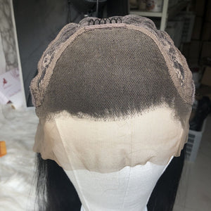 Glueless Lace Frontal Straight Wig With Bang Bleached Knots Virgin Human Hair