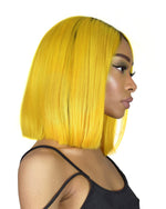 Preplucked 1B/Yellow Color Human Hair Bob Lace Wig | Silky Straight