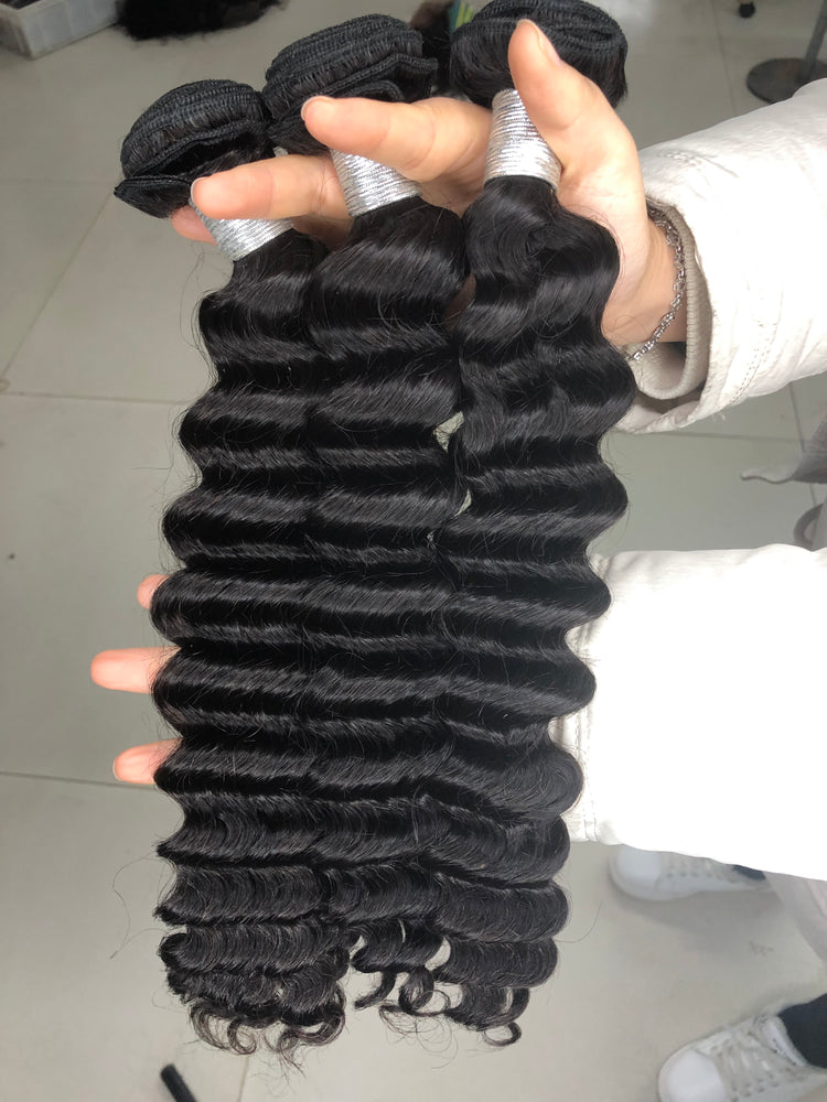 3 Pcs Deep Wave Human Hair Weave 8-30inch Hair Bundles 100% Human Hair From One Donor