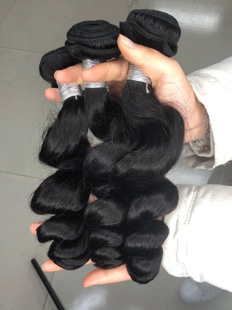 Loose Wave Human Hair Bundles 3Pcs Brazilian Hair Weave Double Wft