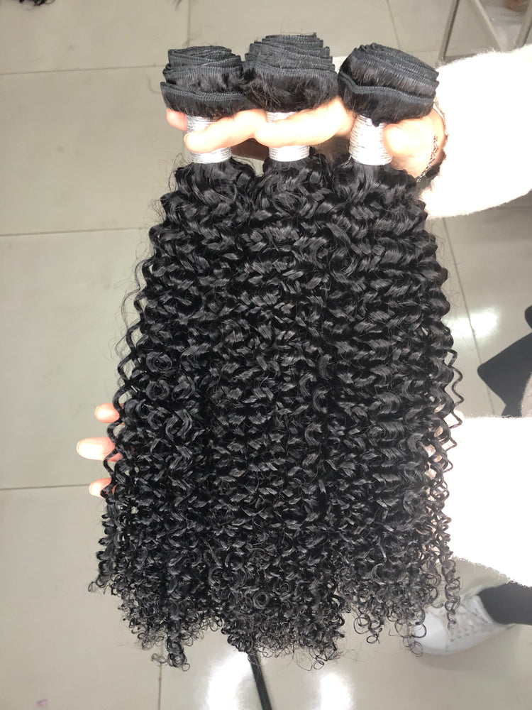 Kinky Curly 3Pcs Human Hair Bundles ,Brazilian Hair Extensions Weave