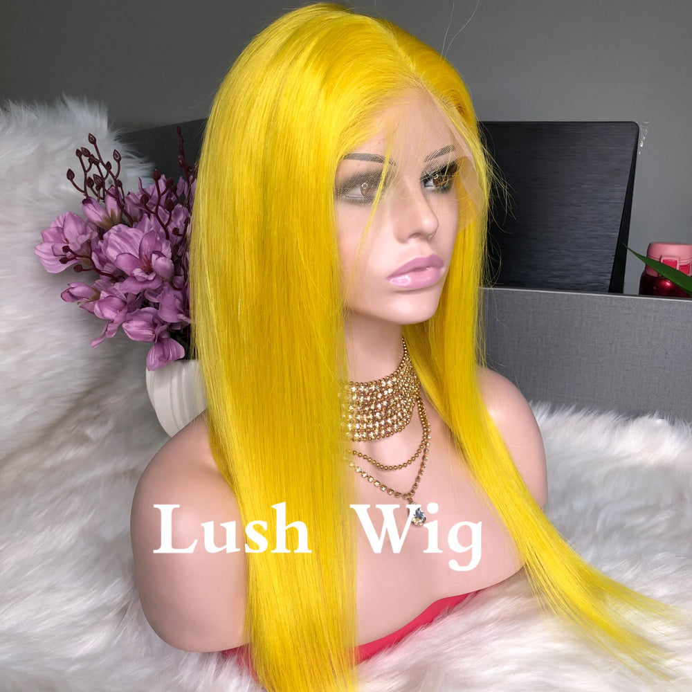 Light Yellow Color 13*6 Preplucked Human Hair Lace Wig | Silky Straight