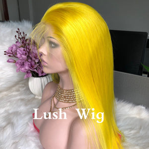 Light Yellow Color 13*6 Preplucked Human Hair Lace Wig | Silky Straight