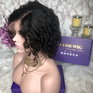 Pre Plucked Cute Short Curly Bob Wig 13*6 Lace Front Human Hair Lace Wig Full Lace Wig | Cute Curly