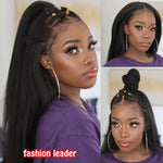 New Natural Hairline Lace Front Human Hair Wigs Yaki Style 180% Density