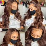 HD Glueless Lace Frontal Human Hair Wig Chocolate Brown Color