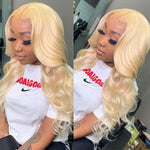 #613 Lace Frontal Blonde Body Wave Human Hair Wig Top Virgin Hair Materials