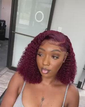 
            
                Load and play video in Gallery viewer, Lace Frontal Burgundy Color Curly Human Hair Wig
            
        