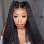 13x4 Transparent Lace Frontal Human Hair Wig Yaki Straight Style Hair Pre-Plucked + Bleach Knots