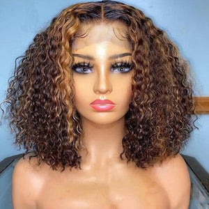 
            
                Load image into Gallery viewer, Ombre #4#27 Bob Wig Lace Frontal Human Hair
            
        