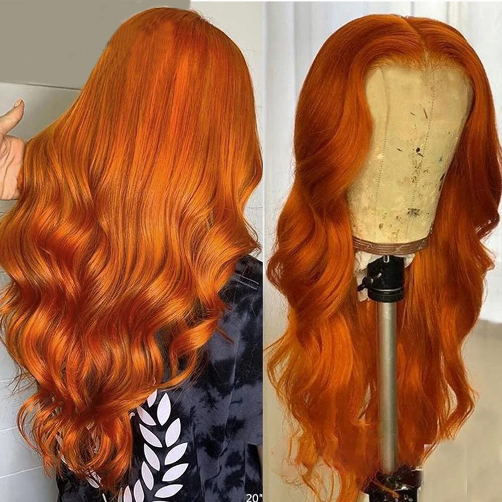 Ginger Wave HD Transparent Lace Frontal Human Hair Wigs 180% Density