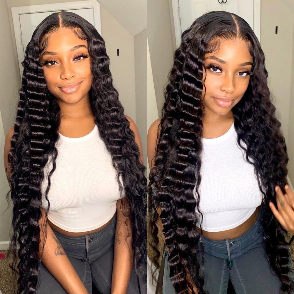 
            
                Load image into Gallery viewer, HD Swiss Lace Deep Wave Human Hair Wig Bleached Knots+Pre-Plucked
            
        