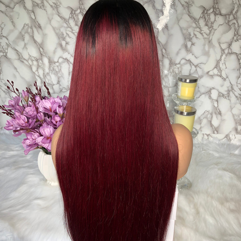 Lush Wig - 13x6 long deep part Straight Lace Front Wig Ombre