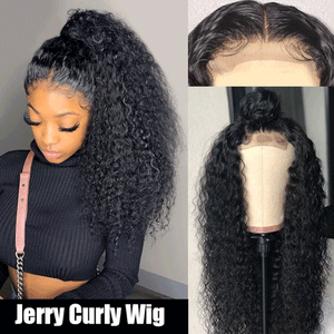 Human Hair Jerry Curly 13x6 Inch HD Swiss Lace Frontal Wig With Baby Hair